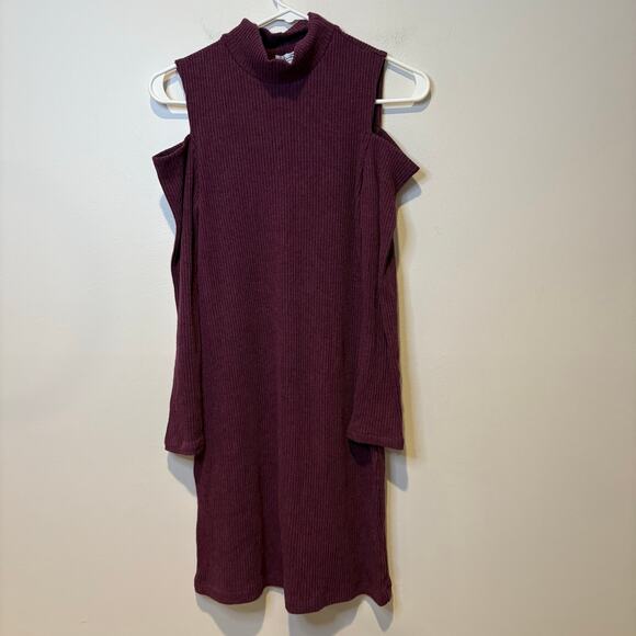 Splendid Sweater Dress Ribbed Women's Small Ribbed Mock Turtleneck Cold Shoulder - Picture 2 of 7
